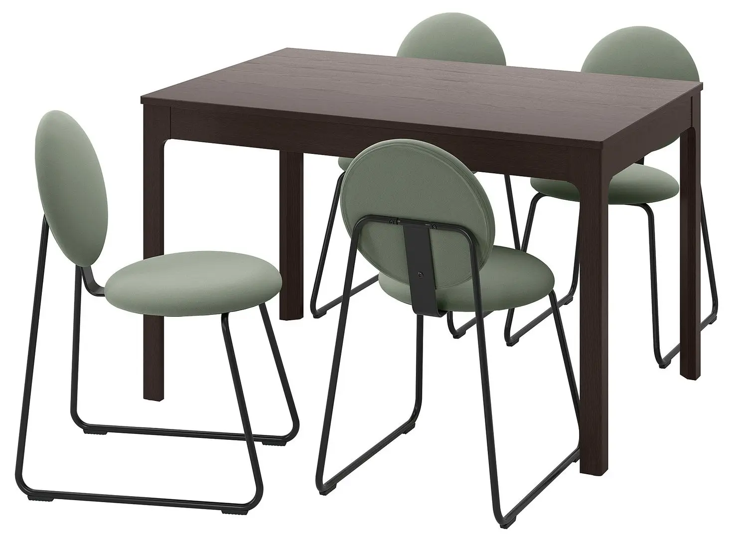 Set de sufragerie Ikea Ekedalen/Manhult 120/180 Maro Inchis/Hakebo Gri-Verde (1+4)