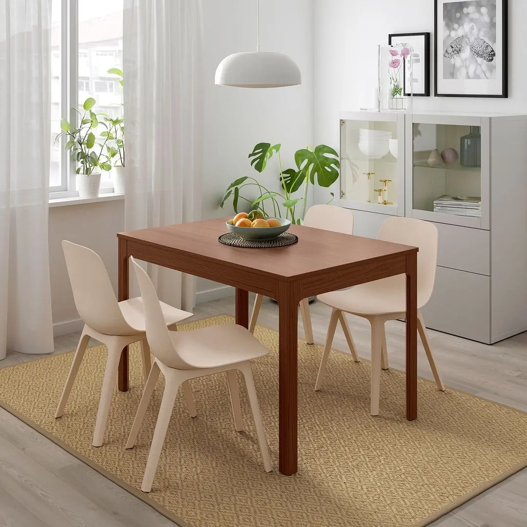 Set de sufragerie Ikea Ekedalen/Odger 120/180cm 1+4 (Maro/Bej)
