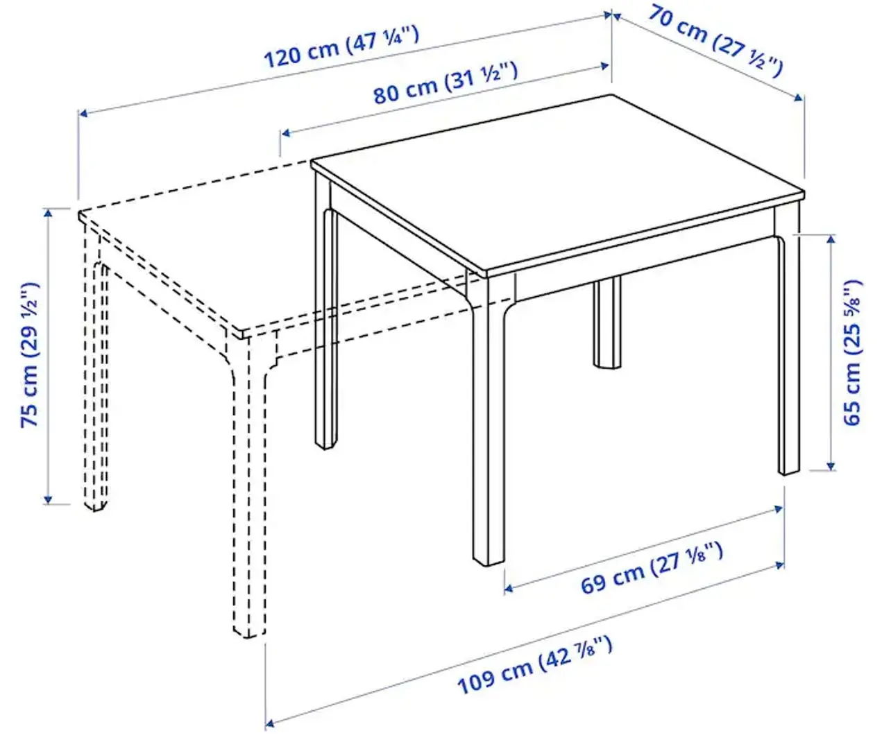 Set masa scaune Ikea Ekedalen/Odger 80/120cm 1+2 (Stejar/Bej) - 11