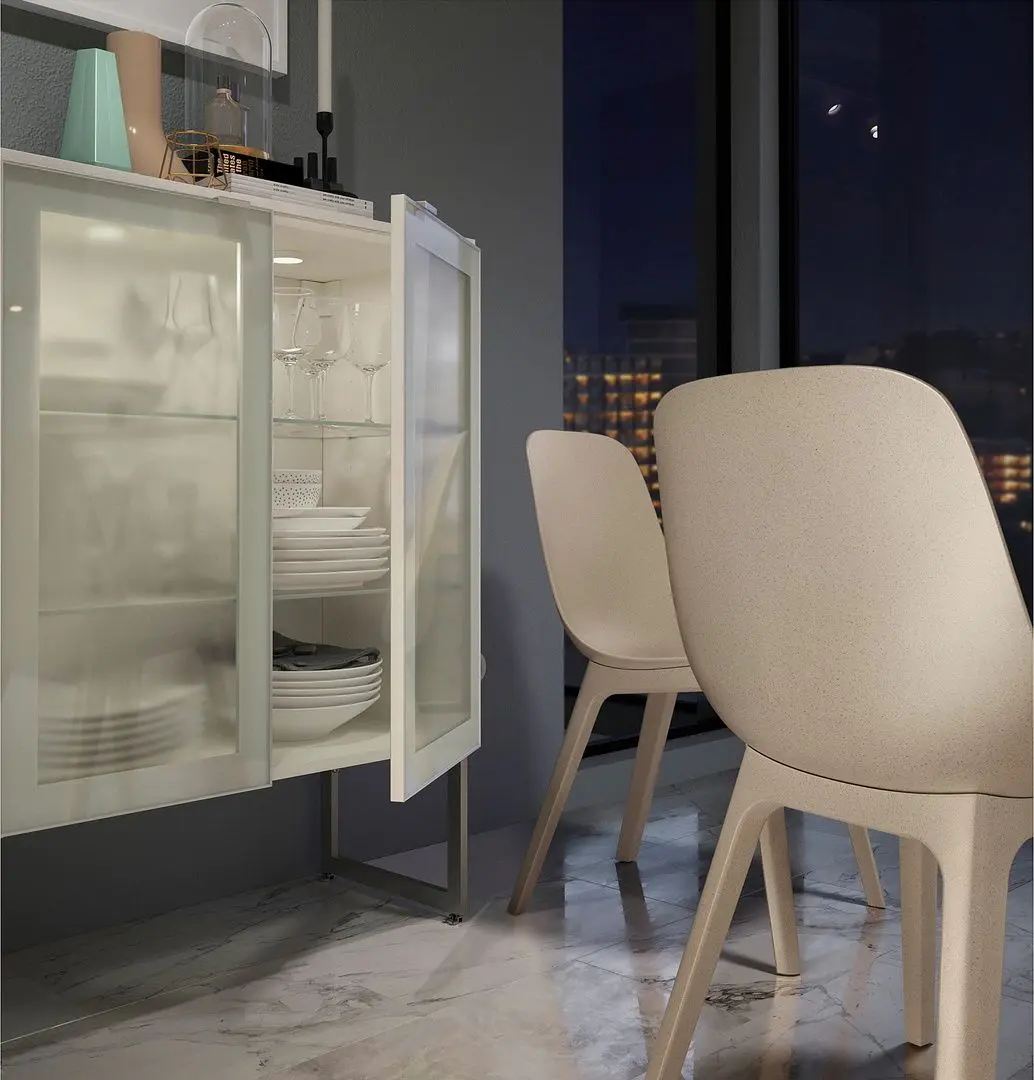 Set masa scaune Ikea Ekedalen/Odger 80/120cm 1+2 (Stejar/Bej) - 9