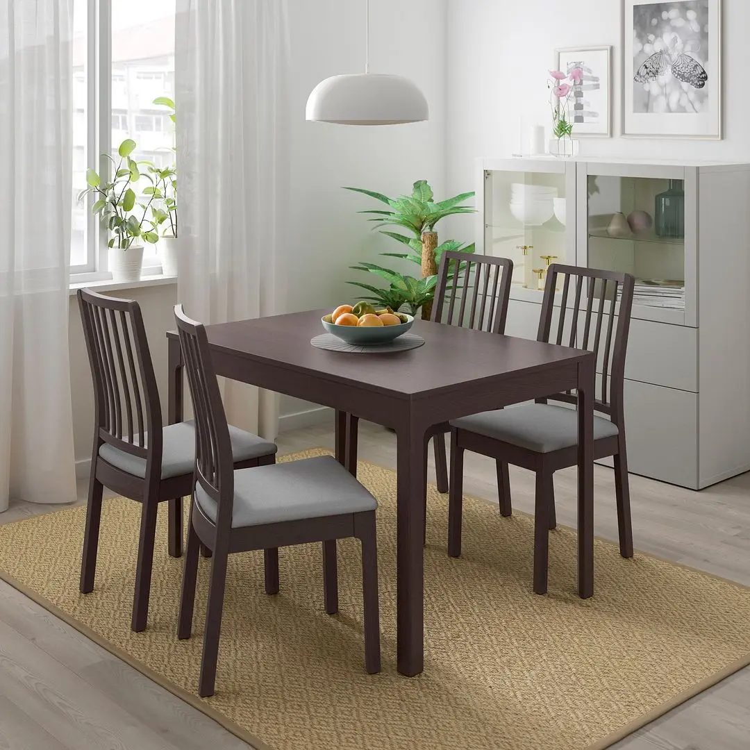 Set de sufragerie Ikea Ekedalen/Orrsta 120/180cm 1+4 (Maro inchis/Gri)