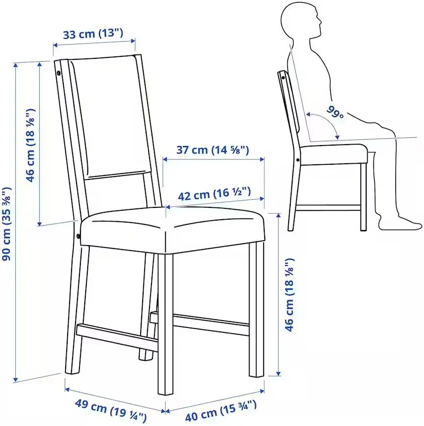 Set masa scaune Ikea Gamlared/Stefan 85cm Negru Aspect Antichizat/Knisa Gri-Bej (1+2) - 2