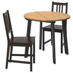 Set masa scaune Ikea Gamlared/Stefan 85cm Aspect antichizat/Negru-maro (1+2) Thumb