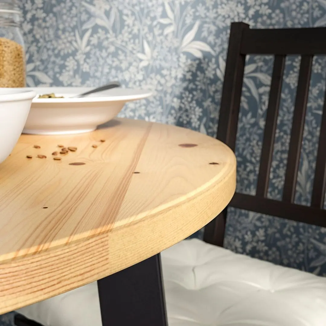 Set masa scaune Ikea Gamlared/Stefan 85cm Aspect antichizat/Negru-maro (1+2)