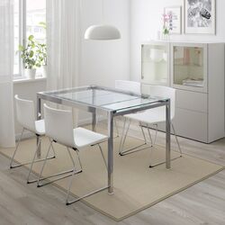 Set masa scaune Ikea Glivarp/Bernhard 125х85 Transparent/Mjuk Alb (1+4) Thumb
