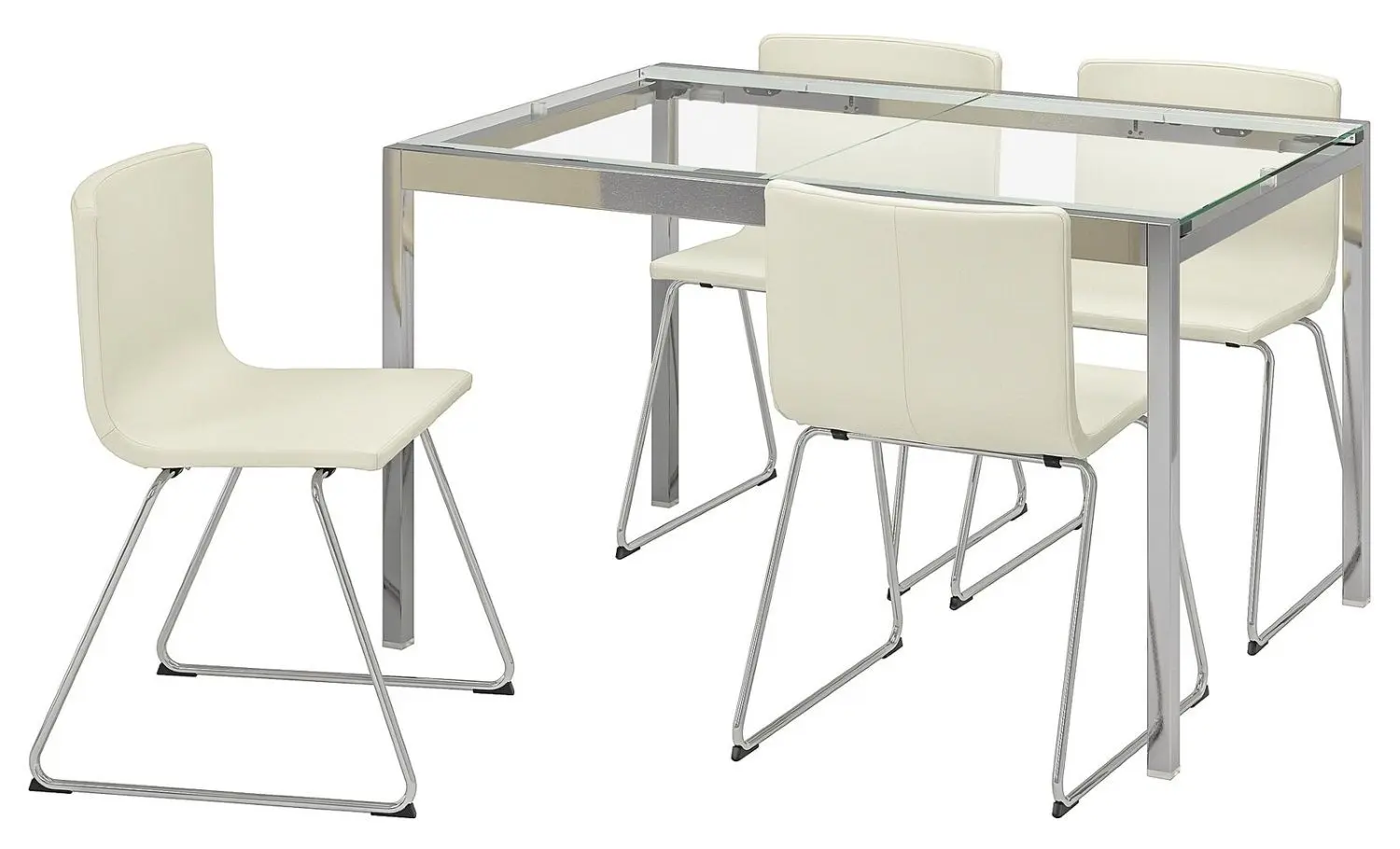 Set masa scaune Ikea Glivarp/Bernhard 125х85 Transparent/Mjuk Alb (1+4)