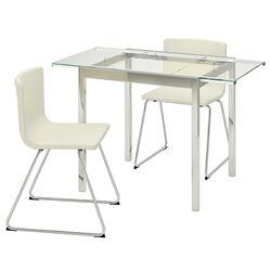 Set masa scaune Ikea Glivarp/Bernhard 75х70 Transparent/Mjuk Alb (1+2) Thumb