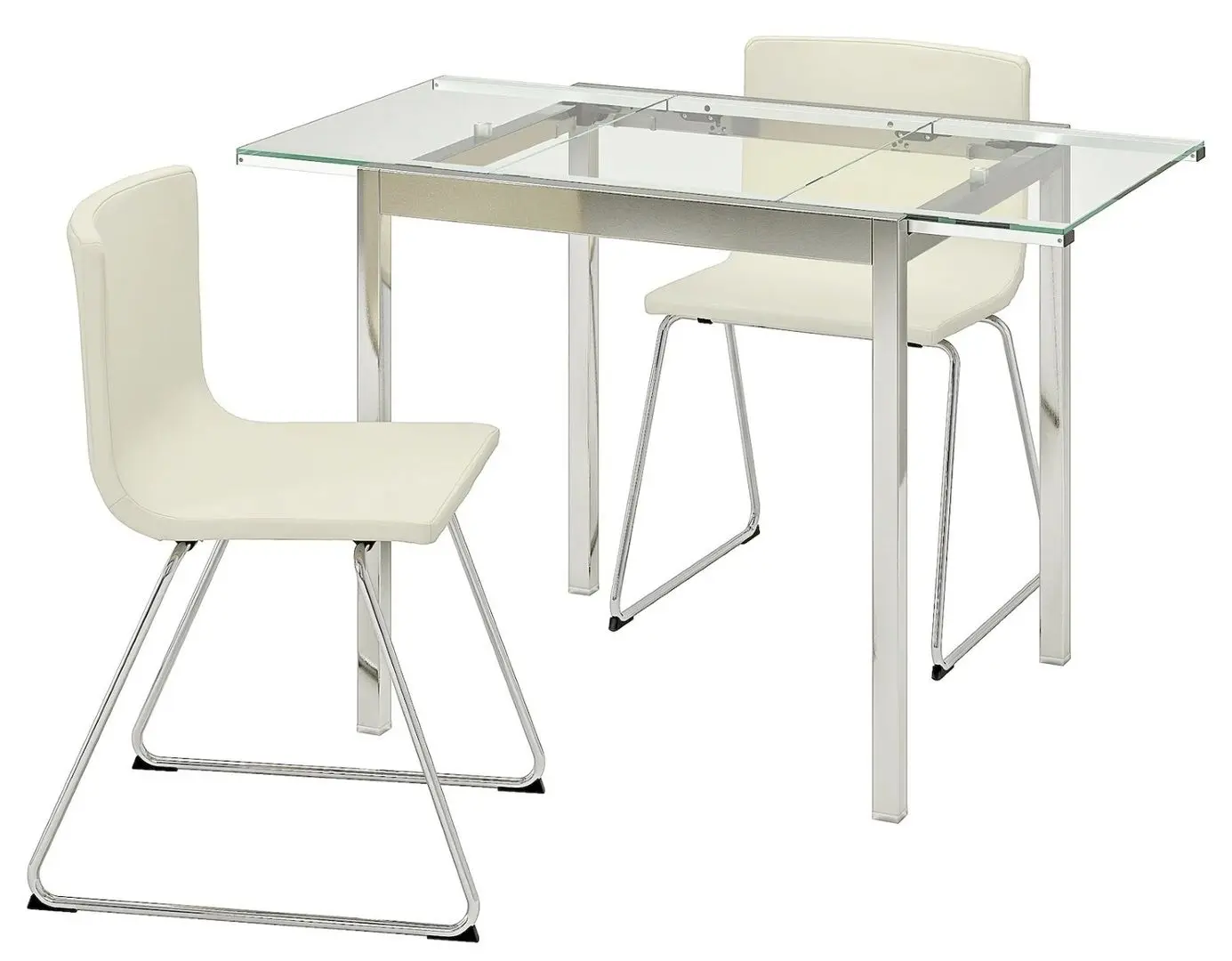Set masa scaune Ikea Glivarp/Bernhard 75х70 Transparent/Mjuk Alb (1+2)