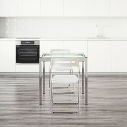 Set masa scaune Ikea Glivarp/Nisse 75 cm Transparent/Cromat (1+4) Thumb