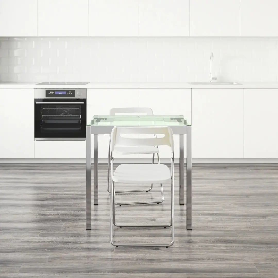 Set masa scaune Ikea Glivarp/Nisse 75 cm Transparent/Cromat (1+4) - 3