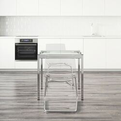 Set masa scaune Ikea Glivarp/Tobias 75 cm Transparent/Cromat transparent (1+2) Thumb