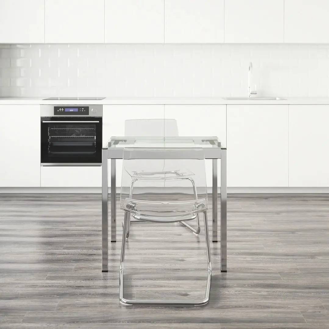 Set masa scaune Ikea Glivarp/Tobias 75 cm Transparent/Cromat transparent (1+2) - 3