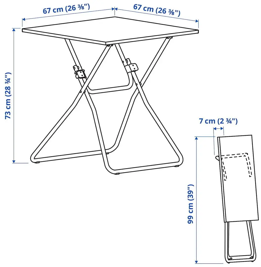 Set masa scaune Ikea Gunde 67x67cm 1+2 (Negru)