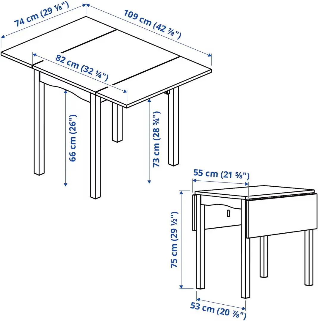 Set masa scaune Ikea Hauga 55/82/109x74 1+2 (Alb)