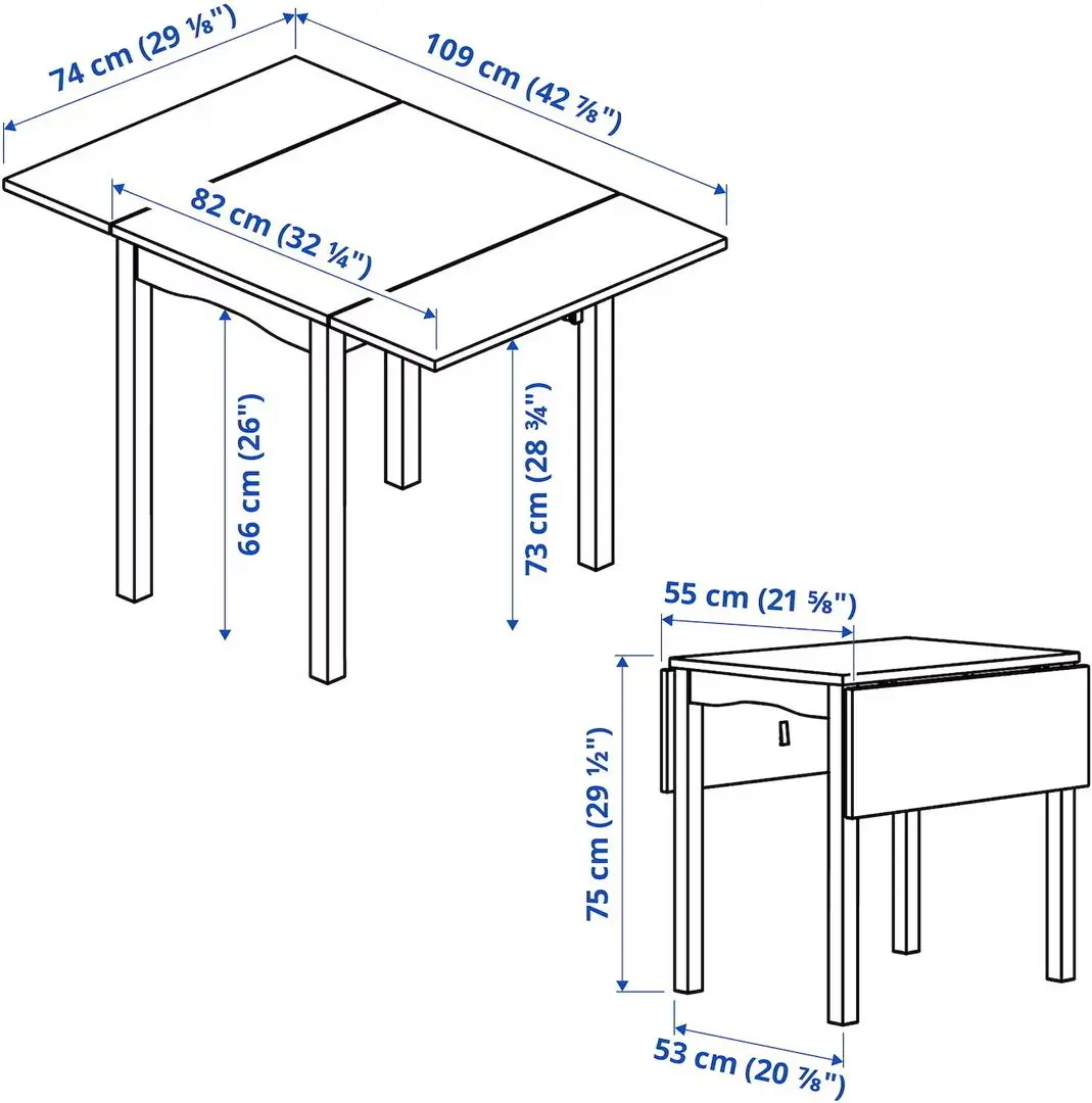 Set masa scaune Ikea Hauga 55/82/109x74 1+2 (Gri)