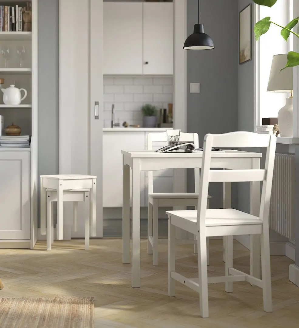 Set masa scaune Ikea Hauga 74x74 1+2 (Alb)