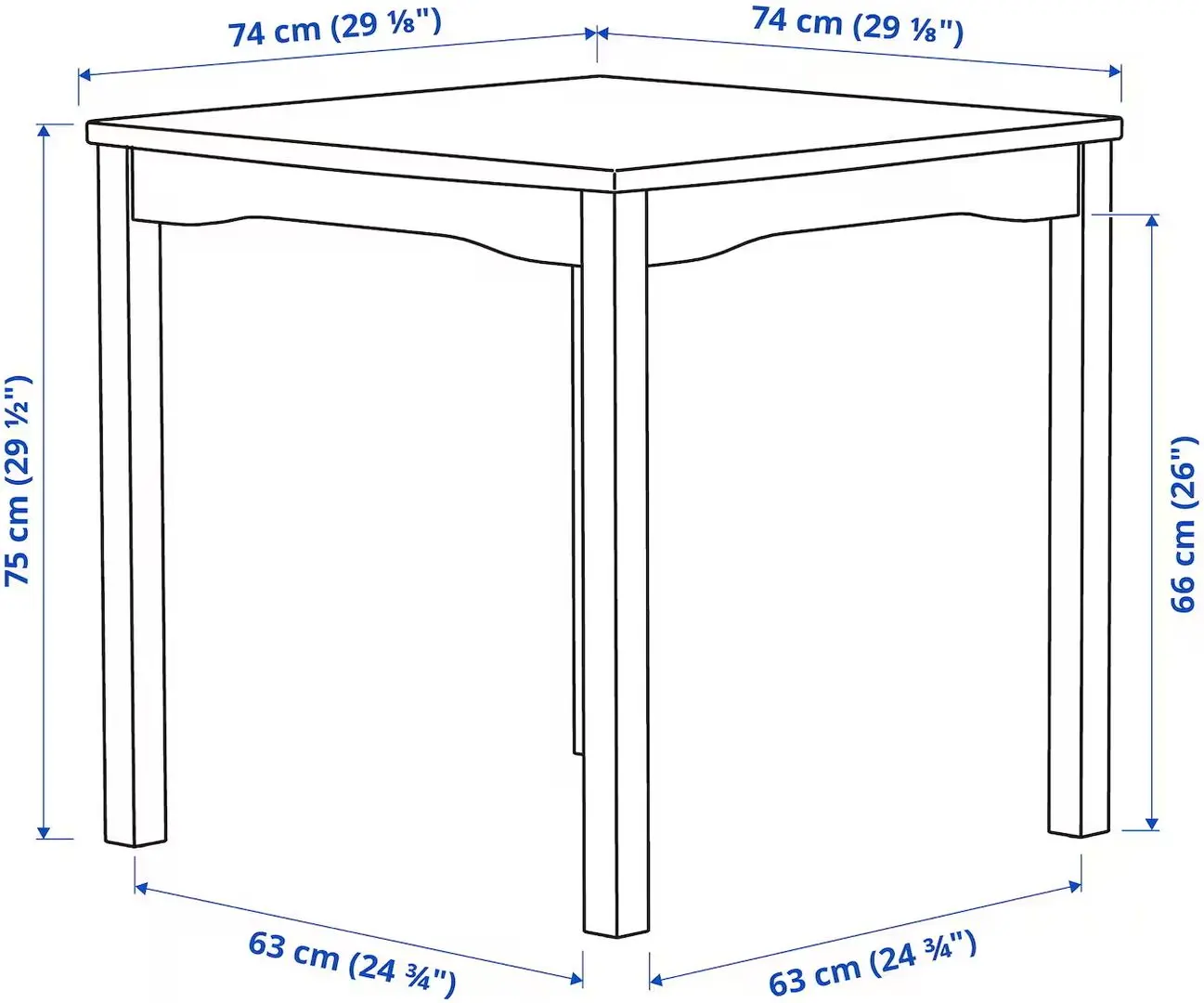 Set masa scaune Ikea Hauga 74x74 1+2 (Alb)