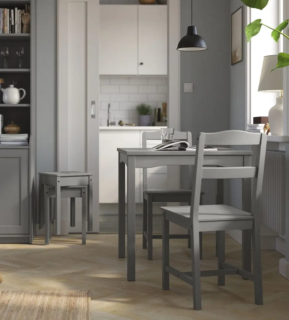 Обеденный набор Ikea Hauga 74x74 1+2 (Серый)