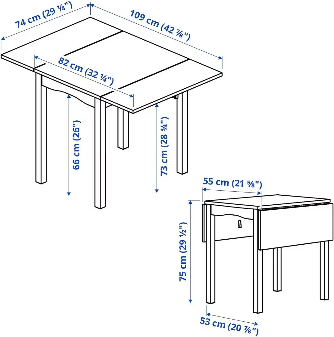 Set masa scaune Ikea Hauga/Frosvi 55/82/109x74 1+2 (Gri/Negru)