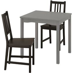Set masa scaune Ikea Hauga/Stefan 74x74 1+2 (Gri/Negru-maro) Thumb