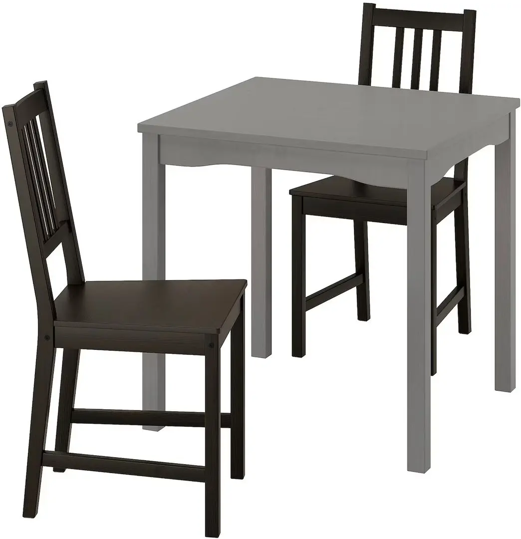 Set masa scaune Ikea Hauga/Stefan 74x74 1+2 (Gri/Negru-maro)