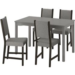 Set masa scaune Ikea Hauga/Stefan/Knisa 118x74 1+4 (Gri/Negru-maro/Gri-bej) Thumb