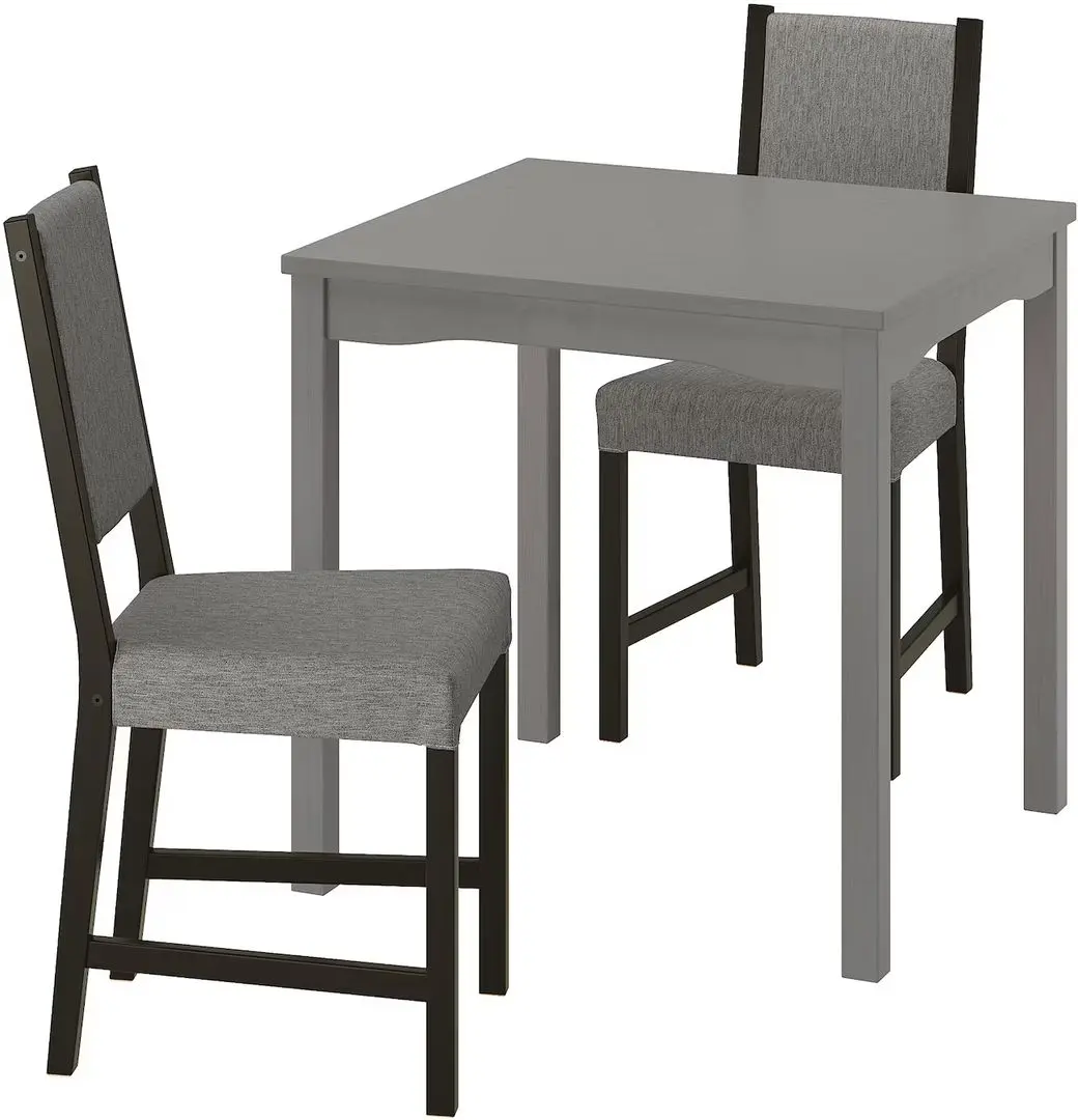 Обеденный набор Ikea Hauga/Stefan/Knisa 74x74 1+2 (Серый/Черно-коричневый/Серо-бежевый) - 2