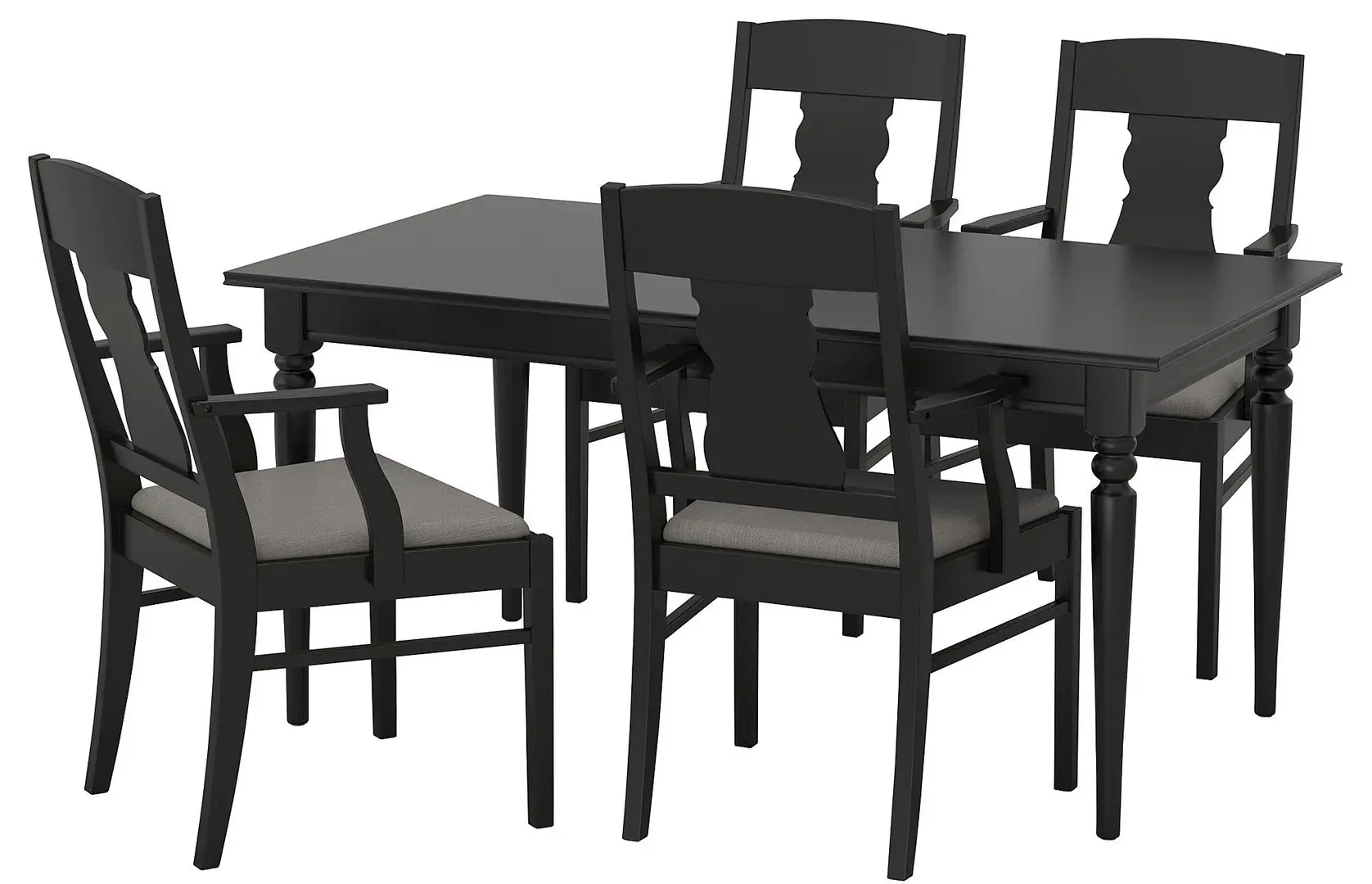 Set masa scaune Ikea Ingatorp 155cm Negru (1+4)
