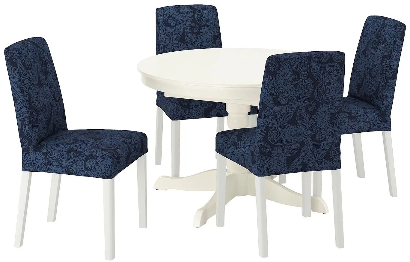 Обеденный набор Ikea Ingatorp/Bergmund/Kvillsfors 110/155см 1+4 (Белый/Синий) - 2