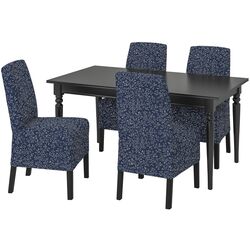 Обеденный набор Ikea Ingatorp/Bergmund/Ryrane 155/215см 1+4 (Черный/Темно-синий) Thumb