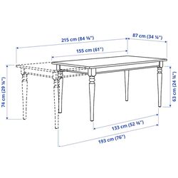 Обеденный набор Ikea Ingatorp/Ingolf 155/215см 1+6 (Белый) Thumb