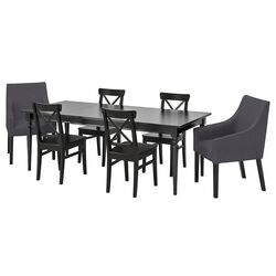 Set masa scaune Ikea Ingatorp/Ingolf 155x215x87 Negru/Sporda Gri Inchis (1+6) Thumb