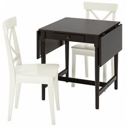 Set masa scaune Ikea Ingatorp/Ingolf 65x123x78 Negru-maro/Alb (1+2) Thumb