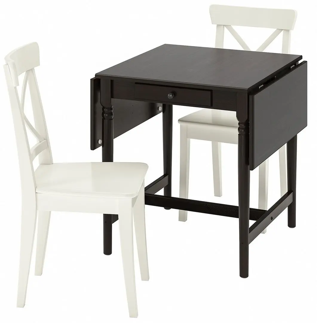 Set masa scaune Ikea Ingatorp/Ingolf 65x123x78 Negru-maro/Alb (1+2)