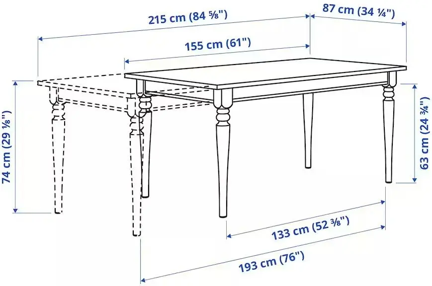 Обеденный набор Ikea Ingatorp/Stefan/Knisa 155/215см 1+4 (Черный/Серо-бежевый)