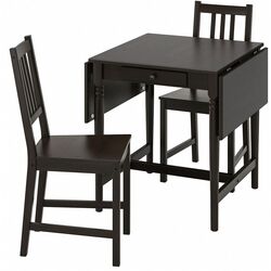 Set masa scaune Ikea Ingatorp/Stefan 65x123x78 Negru-maro (1+2) Thumb