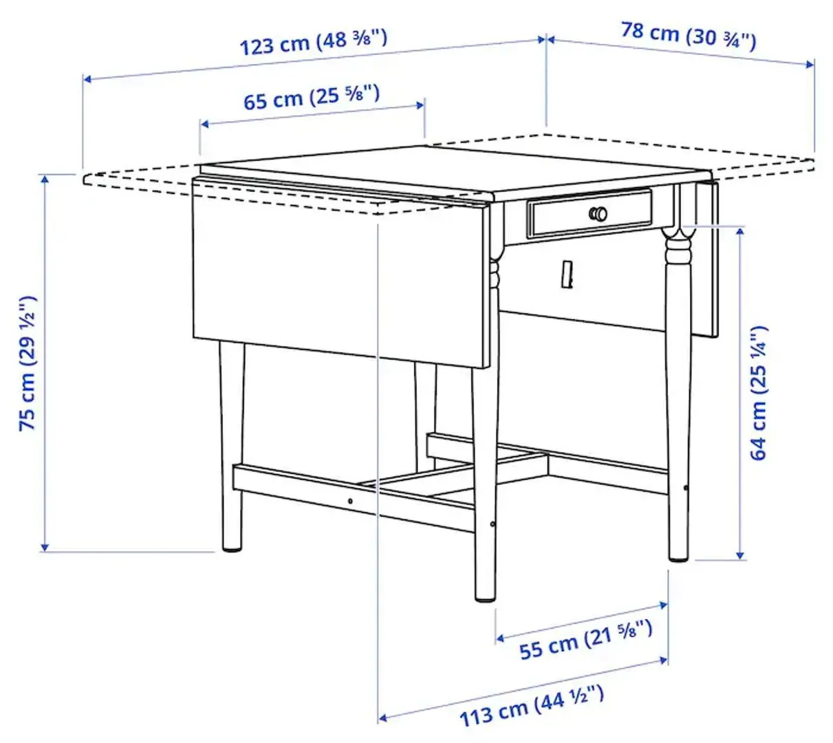 Set masa scaune Ikea Ingatorp/Stefan 65x123x78 Negru-maro (1+2) - 5