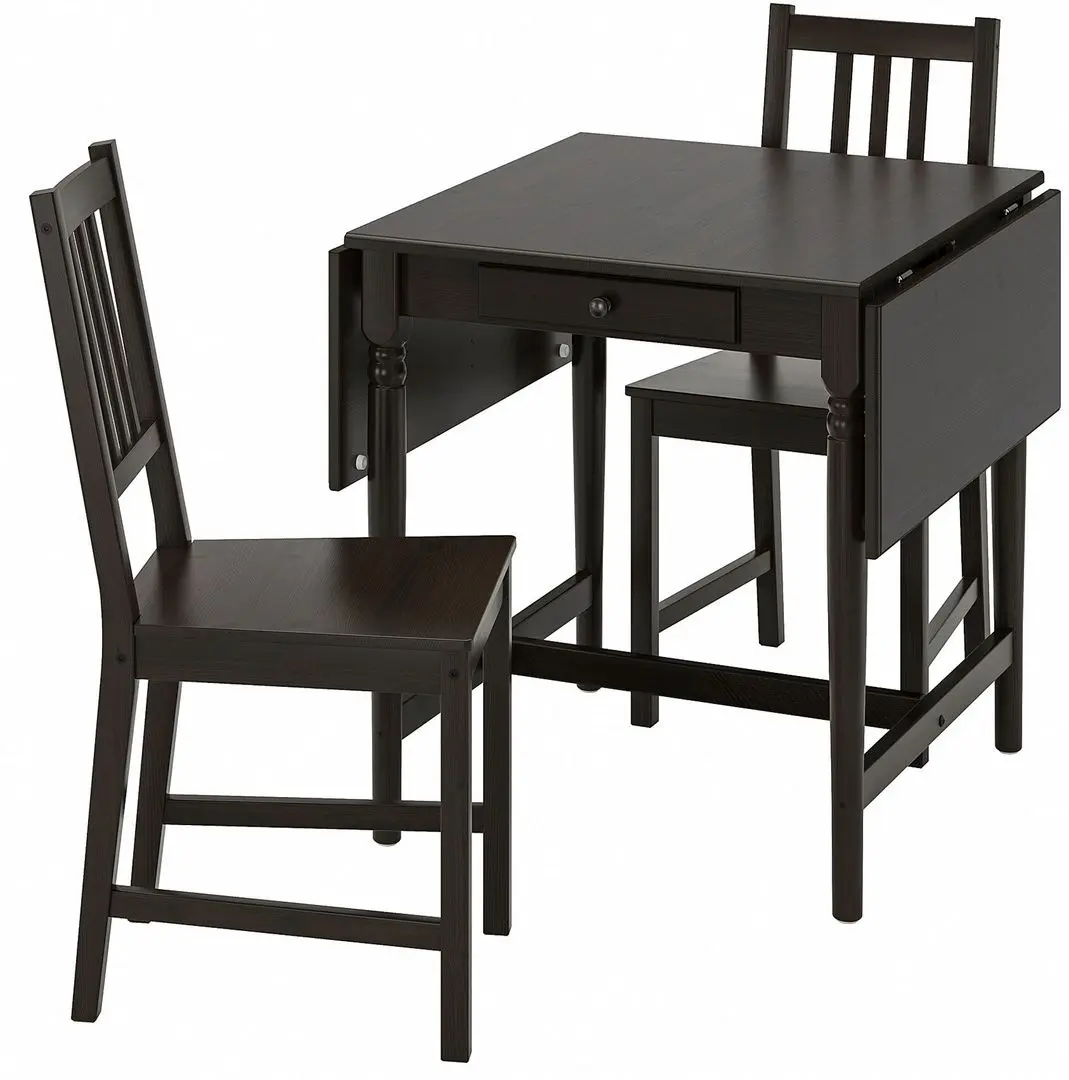 Set masa scaune Ikea Ingatorp/Stefan 65x123x78 Negru-maro (1+2)