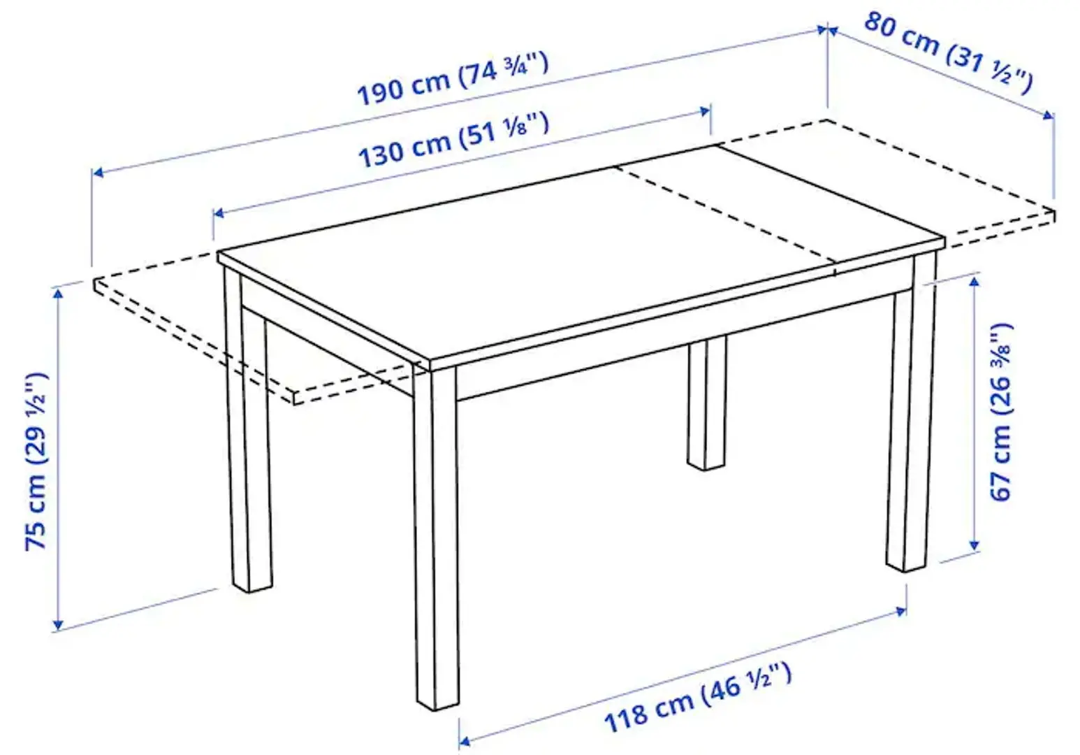 Set masa scaune Ikea Laneberg/Ekedalen 130/190x80cm 1+4 (Alb/Gri)