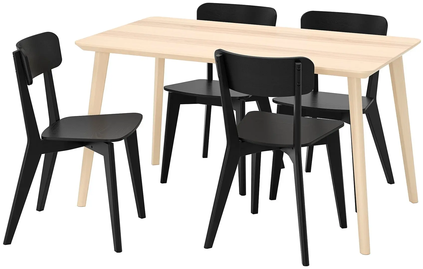 Обеденный набор Ikea Lisabo 140x78см 1+4 (Ясеневый шпон/Черный)