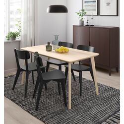 Set de sufragerie Ikea Lisabo 140x78cm 1+4 (Furnir frasin/Negru)