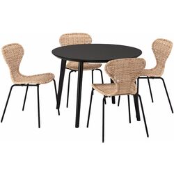 Set masa scaune Ikea Lisabo/Alvsta 105cm 1+4 (Negru/Ratan) Thumb