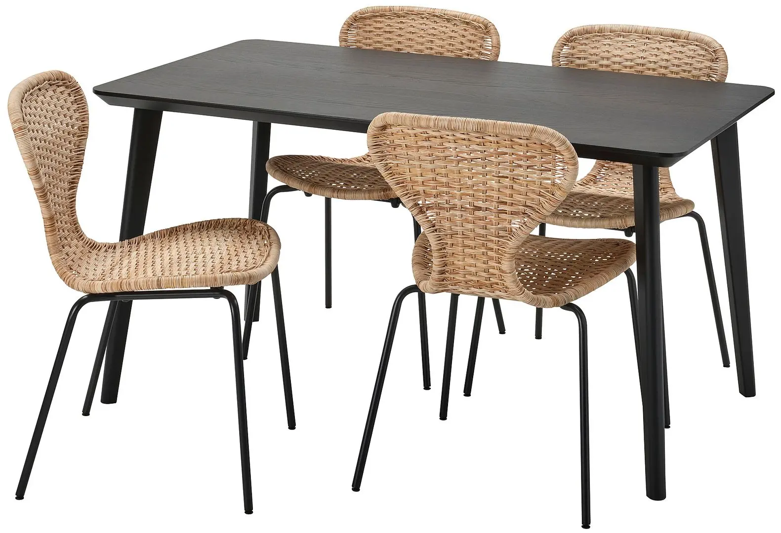 Set de sufragerie Ikea Lisabo/Alvsta 140x78cm 1+4 (Negru/Ratan)