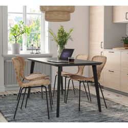 Set de sufragerie Ikea Lisabo/Alvsta 140x78cm 1+4 (Negru/Ratan)