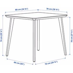 Set masa scaune Ikea Lisabo/Alvsta 88x78cm 1+2 (Furnir frasin/Ratan/Alb) Thumb