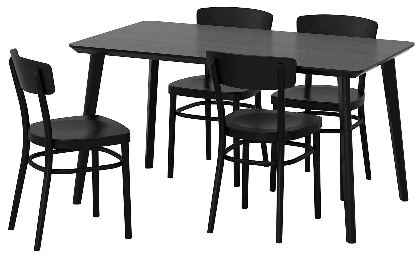 Set masa scaune Ikea Lisabo/Idolf 140x78 Negru (1+4)