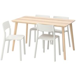 Set de sufragerie Ikea Lisabo/Janinge 140x78cm Furnir Frasin/Alb (1+4) Thumb