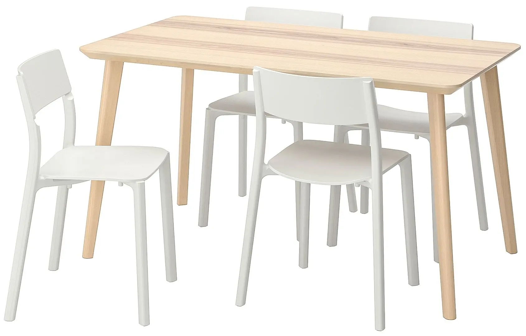 Set de sufragerie Ikea Lisabo/Janinge 140x78cm Furnir Frasin/Alb (1+4) - 2