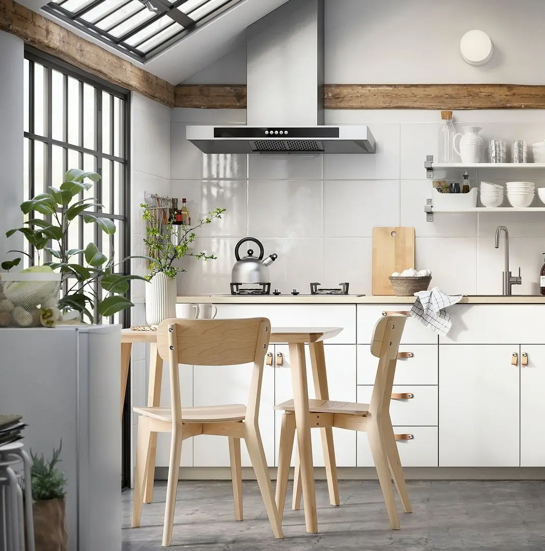 Set de sufragerie Ikea Lisabo 88cm 1+2 (Furnir frasin)