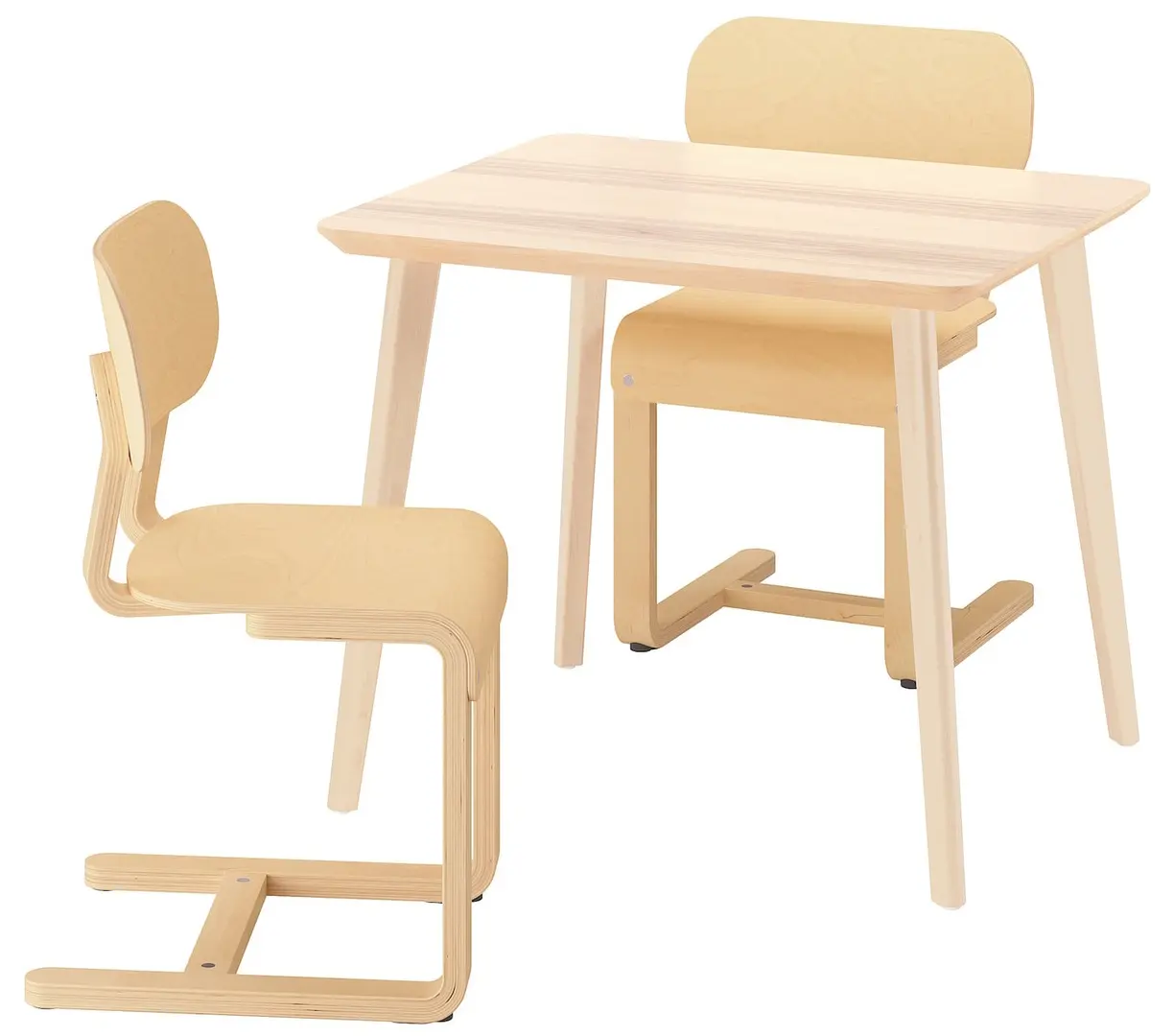 Обеденный набор Ikea Lisabo/Lyckan 88x78 1+2 (Ясень/Берёза)